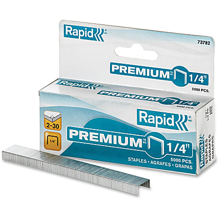 Rapid Premium 1/4" Staples - 25 Sheets Capacity - 210 Per Strip - 1/4" - 0.25" Leg - 0.5" Crown - Chisel Point - Silver - 5000 / Box