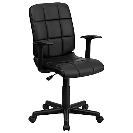Flash Furniture Quilted Vinyl Mid Back Swivel Task Chair With T Arms ...