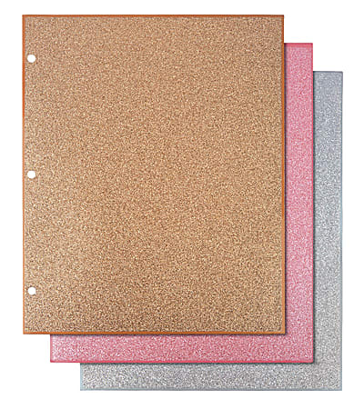 Divoga® 2-Pocket Paper Folders, Glitter Collection, Letter Size, Assorted Colors, Pack Of 3