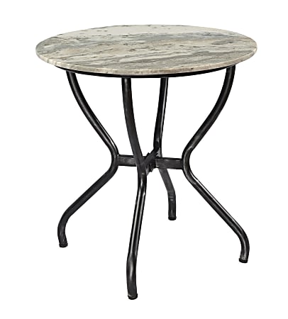 Coast to Coast Olsen Marble Top Accent Table, 24"H x 24"W x 24"D, Madeline Antique Silver Rub