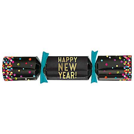 Amscan 3902561 New Year's Colorful Confetti Crackers, Black, Set Of 8 Crackers