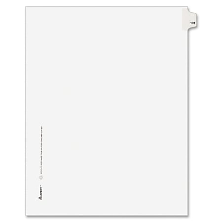 Avery Individual Legal Exhibit Dividers - Avery Style - 1 Printed Tab(s) - Digit - 101 - 1 Tab(s)/Set - 8.5" Divider Width x 11" Divider Length - Letter - White Paper Divider - Paper Tab(s) - 25 / Pack