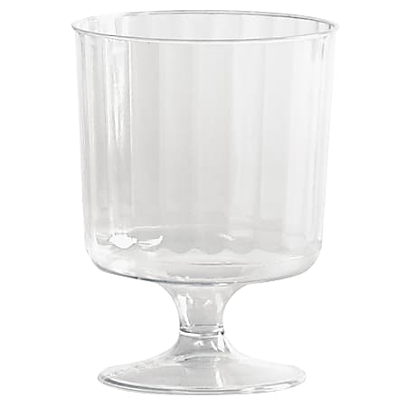 WNA Classic Crystal™ Plastic Wine Glasses On Pedestals, 5 Oz, Clear, 10 Glasses Per Pack, Carton Of 24 Packs