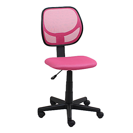 OFM Essentials Armless Mesh/Fabric Low-Back Task Chair, Pink/Black