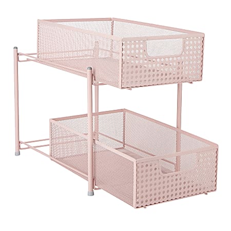 Mind Reader 2 Tier Mesh Cabinet Basket Medium Size Pink - Office Depot