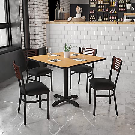 Flash Furniture Decorative Slat Back Restaurant Chair, Walnut/Black