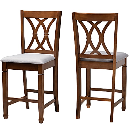 Baxton Studio Reneau Counter Stools, Gray/Walnut, Set Of 2 Stools