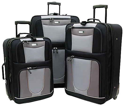 Overland Geoffrey Beene Carnegie 3-Piece Luggage Set, Black/Gray