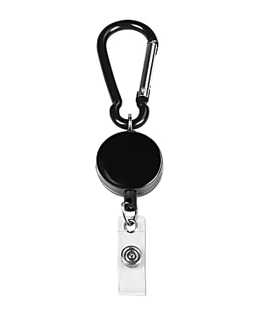 MyID Reel Carabiner Card Holder, 1 1/4", Black