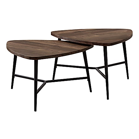 Monarch Specialties Davie 2-Piece Table Set, Brown/Black