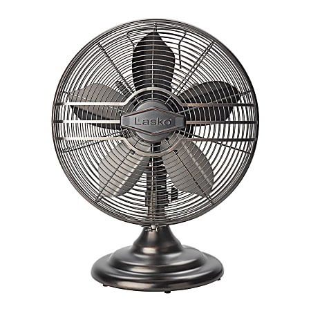 Lasko 12" Classic Metal Table Fan - 12" Diameter - 3 Speed - Quiet, Carrying Handle, Oscillating - 17.3" Height x 13.3" Width - Metal