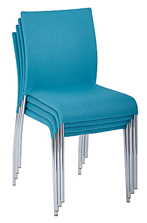 Ave Six Conway Stacking Chairs, Aqua/Silver, Set Of 4