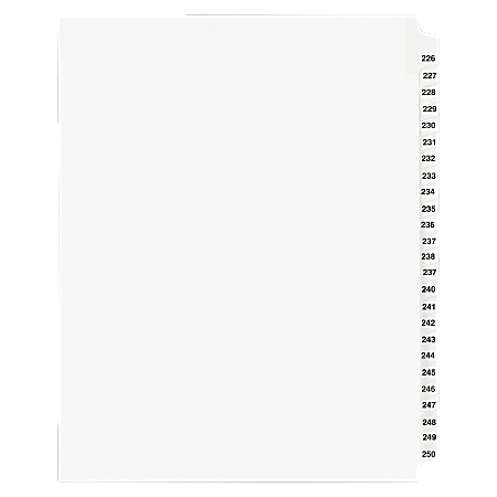 Avery® 20% Recycled Preprinted Laminated Gold-Reinforced Tab Dividers, 8 1/2" x 11", White Dividers/White Tabs, 226-250, Pack Of 25