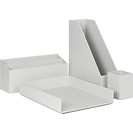 U Brands 4 Piece Desk Organization Kit Light Gray