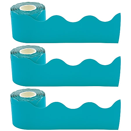 Teacher Created Resources Scalloped Border Trim, Teal, 50' Per Roll, Pack Of 3 Rolls
