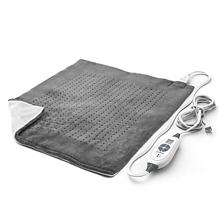 Pure Enrichment PureRelief XXL Ultra-Wide Microplush Heating Pad, 19-1/2" x 24", Charcoal Gray