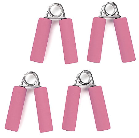 Mind Reader Hand Grip Exercisers, 4-3/4"H x 3-1/2"W x 3/4"D, Pink, Pack Of 4 Exercisers