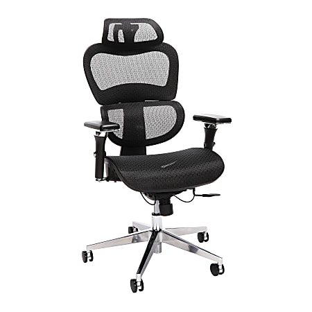 OFM Core Collection Model 540 Ergo Mesh High-Back Chair With Headrest, Black/Chrome