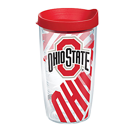 Tervis Genuine NCAA Tumbler With Lid, Ohio State Buckeyes, 16 Oz, Clear