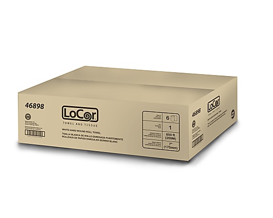 LoCor® Hardwound 1-Ply Paper Towels, 850' Per Roll, Pack Of 6 Rolls