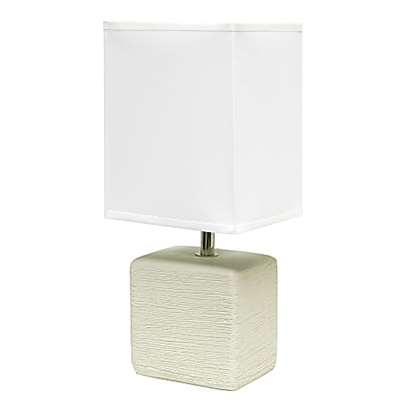 Simple Designs Petite Faux Stone Table Lamp, 11-13/16”H, White Base/White Shade