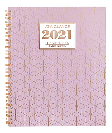 AT-A-GLANCE® BADGE Geo 13-Month Large Weekly/Monthly Planner, 8-1/2" x 11", Pink, January 2021 To January 2022, 1450G-905