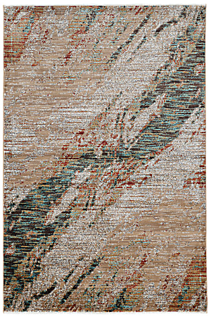 Linon Serene Area Rug, 60"x 96", Ellen, Beige/Teal