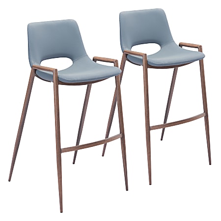 Zuo Modern Desi Bar Chairs, Gray/Brown, Set Of