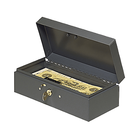 MMF Industries Steel Key Lock Cash Bond Box, 2 7/8" x 10 1/4" x 4 3/4", Gray