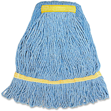 Genuine Joe Synthetic Blend Small Mophead - Small - Narrow Headband, Looped Ends, Durable, Launderable - Rayon, Cotton, Cotton, Fiber - Blue - 12 oz