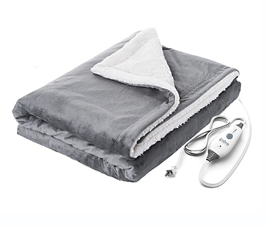 Pure Enrichment Weighted Warmth 2-in-1 Heated Weighted Blanket, 50” x 60”, Gray