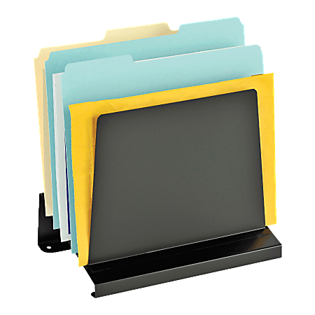 MMF Industries Slanted Vertical Organizer, 6 Compartments, 11 1/2" x 7 1/4" x 11", Black