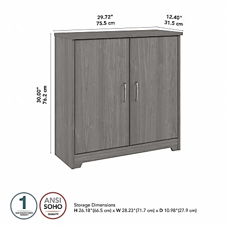 Bush Furniture Cabot Small 30 W Storage Cabinet With Doors Modern Gray ...