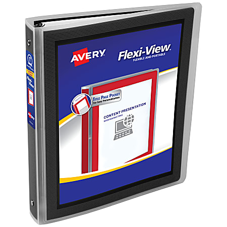 Avery® Flexi-View® 3 Ring Binder, 1" Round Rings, Black, 1 Binder