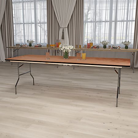 Flash Furniture Rectangular Wood Folding Banquet Table, 30"H x 36"W x 96"D, Natural/Black