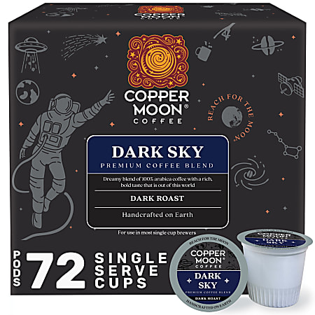 Copper Moon Single-Serve Coffee Pods for Keurig K-Cup Brewers, Dark Roast, Dark Sky Blend, 72 Count