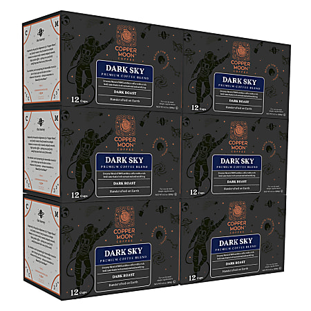 Copper Moon Single-Serve Coffee K-Cups, Dark Sky Blend, 12 K-Cups Per Pack, Case Of 6 Packs