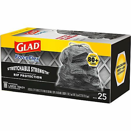 GLAD ForceFlex Large Drawstring Trash Bags, 30 Gallon Black Trash Bags for  Large Kitchen Trash Can, Mountain Air Scent to Eliminate Odors, 50 Count  (Package May Vary) Black 50 Count (Pack of 1)