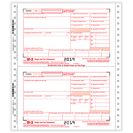 ComplyRight™ W-2 Tax Forms, Employer Copy A, 1/D And 1/D,  3-Part, 9" x 11", Pack Of 100 Forms