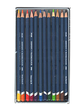 Derwent Watercolor Pencil Set With Tin, Assorted Colors, Set Of 12 Pencils