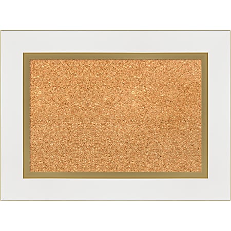 Amanti Art Cork Bulletin Board, 23" x 17", Natural, Eva White Gold Polystyrene Frame