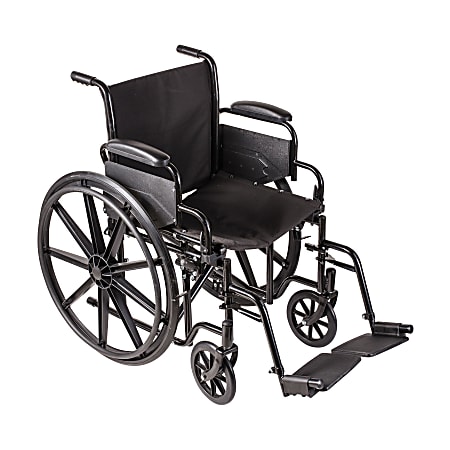 DMI® Carbon-Steel Folding Wheelchair, 37"H x 26"W x 18"D, Silver/Black
