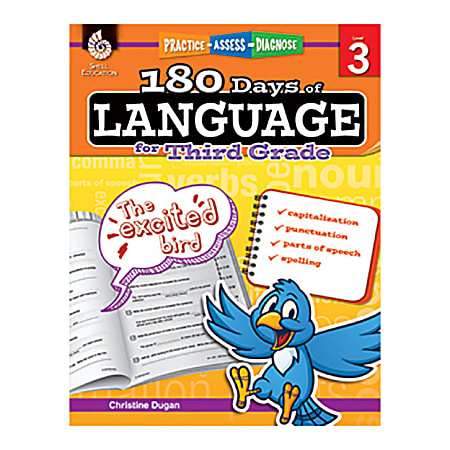 Shell Education 180 Days Of Language Workbook, Grade 3