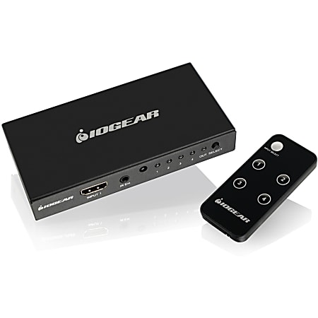 IOGEAR 4K 4-Port HDMI Switch with Remote - 3840 × 2160 - 4K - 4 x 1 - Display, Tablet, Camera, Blu-ray Disc Player, Set-top Box, Gaming Console, TV - 4 x HDMI Out
