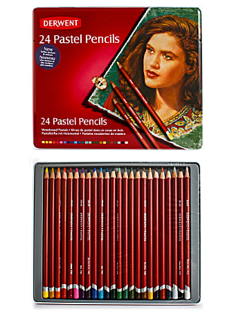 Derwent Pastel Pencil Set, Assorted Colors, Set Of 24 Pencils
