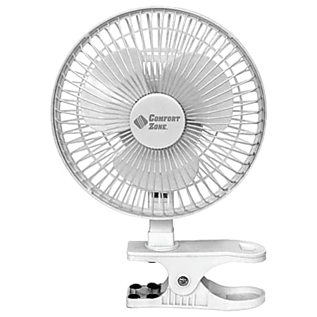Comfort Zone CZ6C 6 inch Clip On Desk Fan White Office Depot