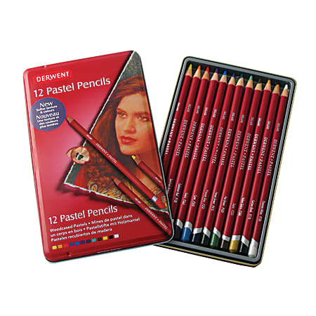 Derwent Pastel Pencil Set, Assorted Colors, Set Of 12 Pencils
