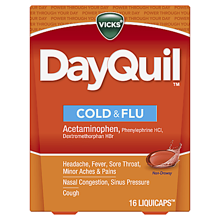 DayQuil Vicks Cold & Flu Medicine, Box Of 16 Liquicaps
