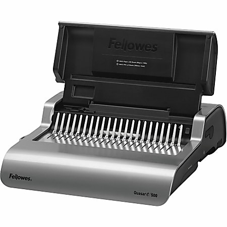 Fellowes® E 500 Electric Comb Binding Machine With Starter Kit, Silver/Black