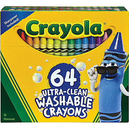 Crayola® Ultra-Clean Washable Crayons, Assorted Colors, Box Of 64 Crayons